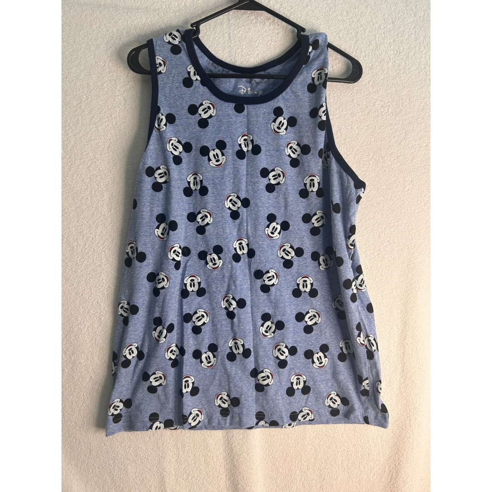 Disney Mickey Mouse Tank Top Mens XL Blue Heather All Over Print Sleeveless Tee